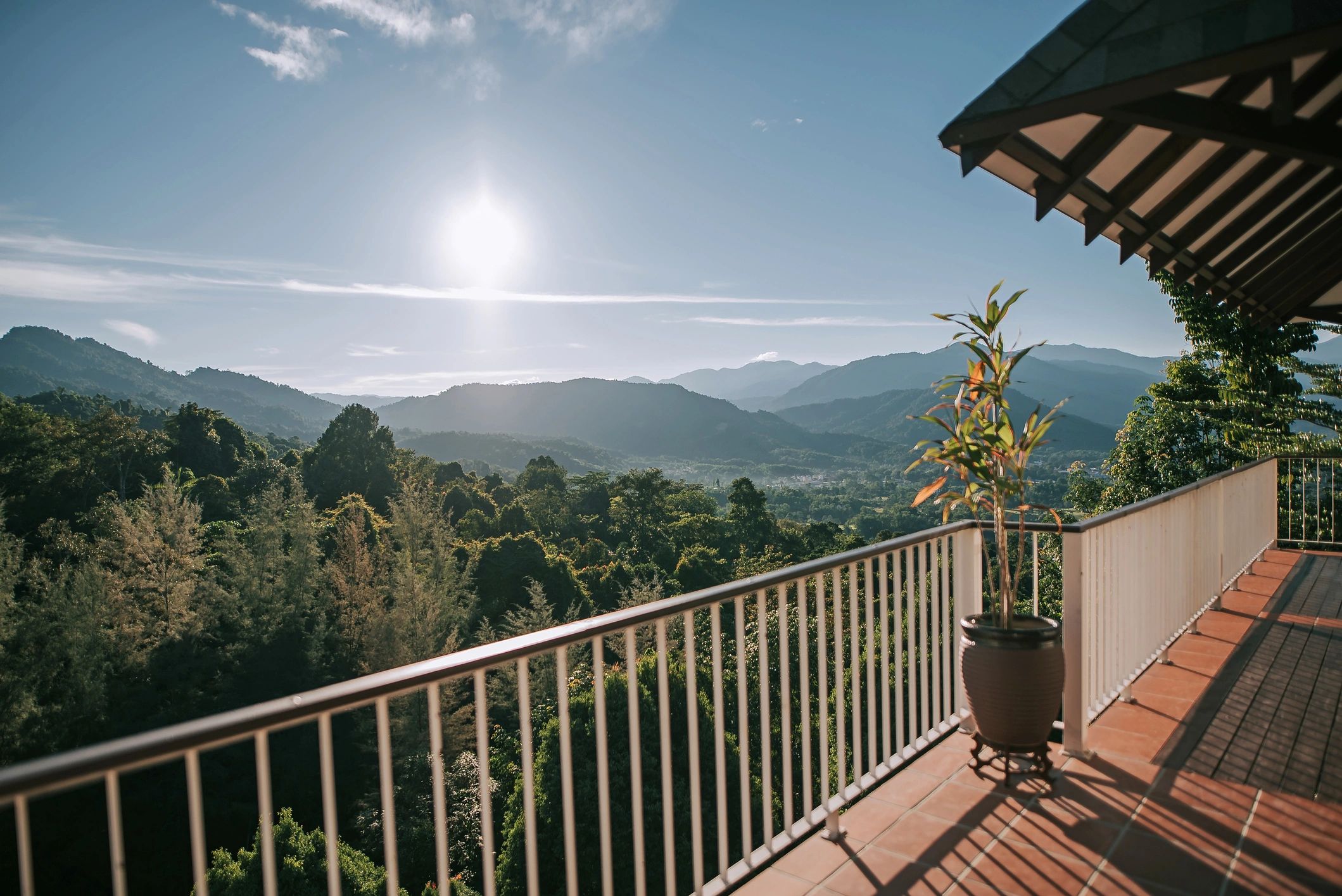 Peaceful nature retreat setting at sunrise